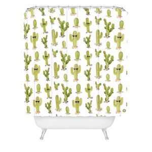 Cactus Print Shower Curtain, Wonder Forest Cacti Shower Decor, Green Bathroom